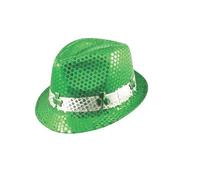 Sequin Trilby Hat (Green Shamrock) St Patricks Day Fancy Dress