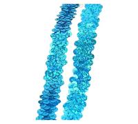Sequin Trim 2-20M 2cm Sequin Lace Fabric Elastic Band for Dance Dress Decor Laces Trims Stetch Tape Clothing Trimming Ribbon DIY Accessories Sewing Dress Decoration(LaserLakeBlue,2cm-5Meters)