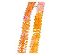 Sequin Trim 2/5/10M 20mm Sequin Lace Ribbon Stretch Laces Trim Elastic Band Dance Dress Clothes Decor Ribbons Sewing Accessories Sewing Dress Decoration(Orange,2cm-10Meters)