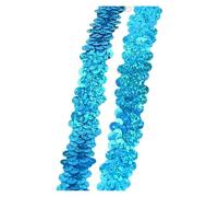 Sequin Trim 2/5/10M 20mm Sequin Lace Ribbon Stretch Laces Trim Elastic Band Dance Dress Clothes Decor Ribbons Sewing Accessories Sewing Dress Decoration(LaserLakeBlue,2cm-10Meters)