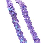 Sequin Trim 2 Yards 20mm Curve Wavy Sequins Lace Trim Ribbon for Stage Performance Party Cosplay Wedding Clothes DIY Accessories(Purple,2 Yards)