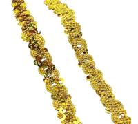 Sequin Trim 2 Yards 20mm Curve Wavy Sequins Lace Trim Ribbon for Stage Performance Party Cosplay Wedding Clothes DIY Accessories(Gold,2 Yards)