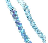 Sequin Trim 2 Yards 20mm Curve Wavy Sequins Lace Trim Ribbon for Stage Performance Party Cosplay Wedding Clothes DIY Accessories(Sky Blue,2 Yards)