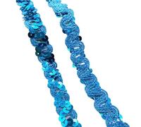 Sequin Trim 2 Yards 20mm Curve Wavy Sequins Lace Trim Ribbon for Stage Performance Party Cosplay Wedding Clothes DIY Accessories(Lake Blue,13 Yards)