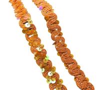Sequin Trim 2 Yards 20mm Curve Wavy Sequins Lace Trim Ribbon for Stage Performance Party Cosplay Wedding Clothes DIY Accessories(Orange,2 Yards)