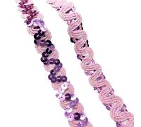 Sequin Trim 2 Yards 20mm Curve Wavy Sequins Lace Trim Ribbon for Stage Performance Party Cosplay Wedding Clothes DIY Accessories(Pink,13 Yards)