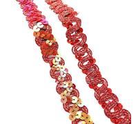 Sequin Trim 2 Yards 20mm Curve Wavy Sequins Lace Trim Ribbon for Stage Performance Party Cosplay Wedding Clothes DIY Accessories(Red,13 Yards)