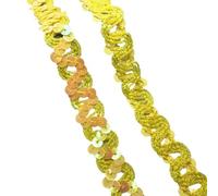 Sequin Trim 2 Yards 20mm Curve Wavy Sequins Lace Trim Ribbon for Stage Performance Party Cosplay Wedding Clothes DIY Accessories(Yellow,2 Yards)