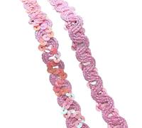 Sequin Trim 2 Yards 20mm Curve Wavy Sequins Lace Trim Ribbon for Stage Performance Party Cosplay Wedding Clothes DIY Accessories(Light Pink,13 Yards)