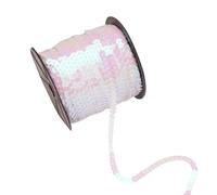 Sequin Trim 5/100 Yards 6mm Sequins Ribbon Round Flat for Crafts Sewing Cloth Accessory Sequin Trim(25 White AB,5 Yards)