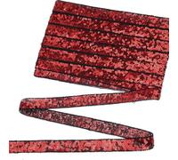 Sequin Trim Sequin Ribbon 7.5 Yards Flat Glitter Trim for Sewing, Costumes, Wedding Decor, Fashion Crafting (Red)