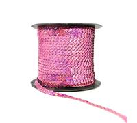 Sequin Trim Sequins Ribbon 6mm Strung Metallic Shiny Flat Sequins Paillette Spangle Sequin String for Embellishment Sewing Arts Crafts Fancy Dress Decoration (Holographic Light Pink - 3 Meters)