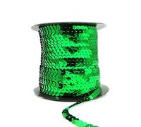 Sequin Trim Sequins Ribbon 6mm Strung Metallic Shiny Flat Sequins Paillette Spangle Sequin String for Embellishment Sewing Arts Crafts Fancy Dress Decoration (Dark Green - 5 Meters)