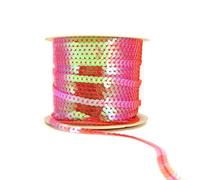 Sequin Trim Sequins Ribbon 6mm Strung Metallic Shiny Flat Sequins Paillette Spangle Sequin String for Embellishment Sewing Arts Crafts Fancy Dress Decoration (AB Transparent Pink - 90 Meters)