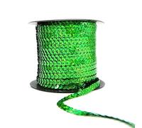 Sequin Trim Sequins Ribbon 6mm Strung Metallic Shiny Flat Sequins Paillette Spangle Sequin String for Embellishment Sewing Arts Crafts Fancy Dress Decoration (Holographic Green - 1 Meter)