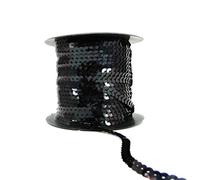 Sequin Trim Sequins Ribbon 6mm Strung Metallic Shiny Flat Sequins Paillette Spangle Sequin String for Embellishment Sewing Arts Crafts Fancy Dress Decoration (Holographic Black - 90 Meters)