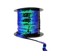 Sequin Trim Sequins Ribbon 6mm Strung Metallic Shiny Flat Sequins Paillette Spangle Sequin String for Embellishment Sewing Arts Crafts Fancy Dress Decoration (AB Green Blue - 90 Meters)