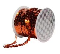 Sequin Trim String 5m x 6mm PVC Easy Clean | Shiny Paillette Strip for Crafts Bags Nail Art(Orange)