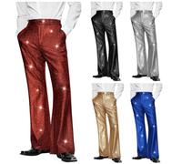 Sequin Trousers for Men Sale Clearance Elasticated Adjustable Waist Pants Straight Leg Casual Formal Pants Glitter Dress Trousers with Pockets Festival Fancy Bottoms Party Nightclub Costume