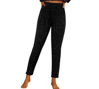 Sequin Trousers for Women Elastic Waist Womens Trousers High Waisted Sexy Butt Lifting Ladies Lounge Pants Lightweight Stretch Ladies Cropped Trousers Petite Slim Fit Sparkly Leggings for Women Black