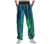 Sequin Trousers Men's Vintage 70s Carnival Disco Outfits Night Club for Fancy Dress Green