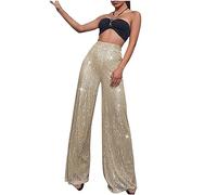 Sequin Trousers Women UK Sale Wide Leg Pant Spring Sparkly Glitter High Waist Wide Leg Palazzo Pant Party Club Trouser Bling Legging Flared Straight Pants Ladies Loose Lounge Sweatpants Evening