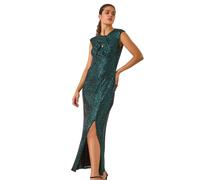 Sequin Twist Front Maxi Stretch Dress Roman Emerald 18