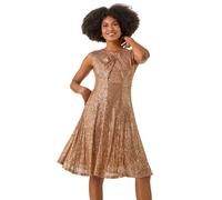Sequin Twist Front Stretch Dress Roman Gold 16