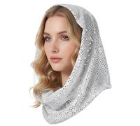 Sequin Unisex Rave Hood, Stretchy Sparkly Bandana Head Scarf Veil Cap Nightclub Headwrap Headpiece Turban Caps Hair Accessories for Women Girls Halloween & Concerts Festival Outfit Costume Accessory