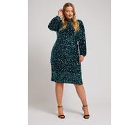 Yours London Curve Sequin Velvet Shift Dress - Women's - Plus Size Curve Blue