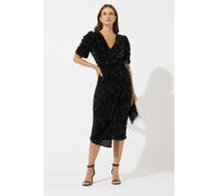 Sequin Velvet Wrap Dress M&Co Black 22-24
