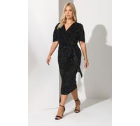 Sequin Velvet Wrap Dress Yours Black 24