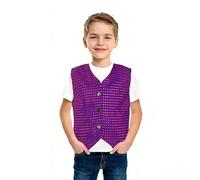 Sequin Vest for Kids Boys Waistcoat Kids Shiny Sequins Vest Sequin Vests Boys' Glitter Sequins Sleeveless V-Neck Button Down Dance Vests Top Waistcoat Kid Girls Mental Sequined Jazz Hip Hop Purple