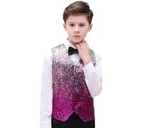 Sequin Vest For Kids - Sparkly Waist coat For Boys - Shiny Dance Vest Disco Party Costume Fancy Dress Up, Boys Glitter Sequin Vests Jacket Waist coat Set for Jazz Hip Hop Performance Costume