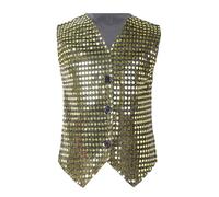 Sequin Vest for Kids Unisex Sequin Vest Waiistcoat Dance Party Show Costume Boys Girls UK Jacket Top Kids Shiny Sequin Dance Vest Jazz Party Costume for Girls and Boys (Gold, 6-7 Years)