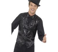 Smiffys Sequin Waistcoat, Black (Size S)