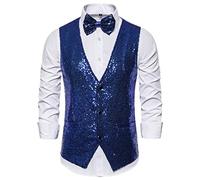 Sequin Waistcoat Men Mens Performance Vests Men Shiny Sequin Suit Vest Mens Vest And Tie Set Waistocat V Neck Solid Color Glitter Waistcoat For Party Club Lightweight Vest Jacket Men Summer Vest