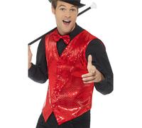 Smiffys 46960 Sequin Waistcoat Red