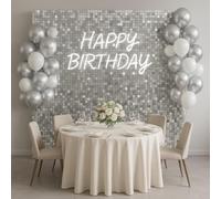 Sequin Wall Panel 30cm x 30cm Square Sequin Backdrop Panel Modular Clip Together Twinkle Reflective Decorative Wall for Wedding Party Event Decor Rose Gold