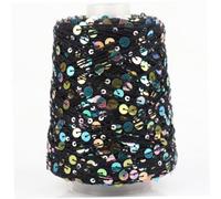 Sequin Yarn, 200G Sequin Yarn for Crocheting, 656 Yards Cotton Sparkle Yarns with 6mm Sequins, Soft Breathable for Knitting, Black - with Sequins