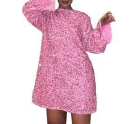 Sequined Dress for Women UK Sparkly Shining Sequin Bowknot Party Dresses Mini Dress Loose Lightweight Evening Party Club Wedding Dress Sexy Below The Knee Dresses Night Out Club Festival (X1-RD1, XXL)