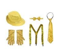 Sequined Jazz Hat Five Piece Set for Parade Appearance Yellow One Size