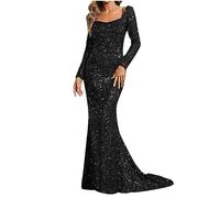 Sequined Party Dress for Women UK Sparkling V Neck Long Sleeve Club Night Out Maxi Bodycon Dress Ladies Sequin Glitter Cocktail Party Prom Dress Elegant Evening Gown Bridesmaid Wedding Guest Dresses
