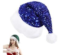 Sequined Santa Hat: Unisex Soft Plush Deluxe Xmas Santa Claus Hat for Fancy Dress & Christmas Party