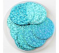 Sequins 30mm 40mm 50mm Sequins for Craft Large Round Sequins Paillette With1 Side Hole DIY Manual Sewing Accessories-Laser Turquoise,30mm