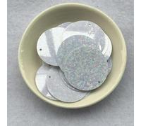 Sequins， 40pcs 3cm Side Drilling 30mm PVC Round Loose Sequin Sewing Craft DIY Scrapbook Handmade Project Garment Accessory(White.1)