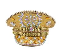 Sequins Captain Hat Crystal Sailor Hat For Disco House Cocktail Parties Vacation Sparkly Crystal For Comedian Actor Wedding
