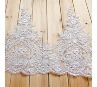 Sequins Ciliary Embroidery Wool Lace Wedding Veil Jewelry Handmade DIY Materials Curtain Fabric Decoration Accessories 3 Yards(White)
