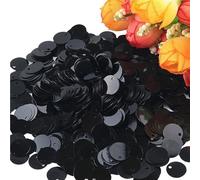 Sequins for Crafts, Diameter 10mm 15mm 20mm 25mm Large Flat Round Edge Hole Loose Sequins 10g(Black,15mm)
