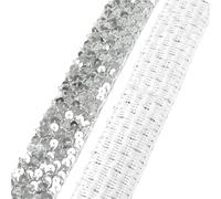 Sequins for Sewing, Sequin Lace Trim Multicolor 15/20/35mm x 2/4/12M for Clothing Dance Wedding DIY Craft(Silver,20mm-12Meters)